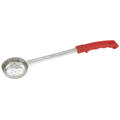 Winco FPP-2 2 Oz. One-Piece Stainless Steel Perforated Portion Control Spoon - Red