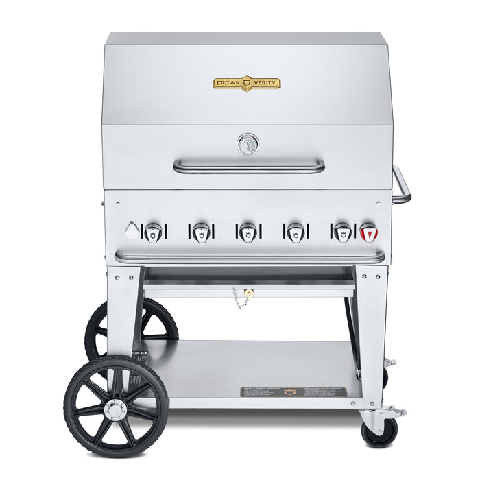 Crown Verity CV-MCB-36RDP-NG 36" Mobile BBQ Grill with Roll Dome Package - Natural Gas