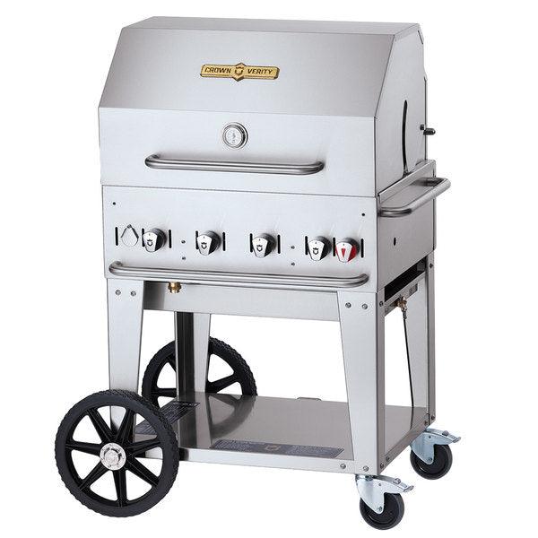 Crown Verity CV-MCB-30RDP 30" Mobile BBQ Grill with Roll Dome Package - Liquid Propane
