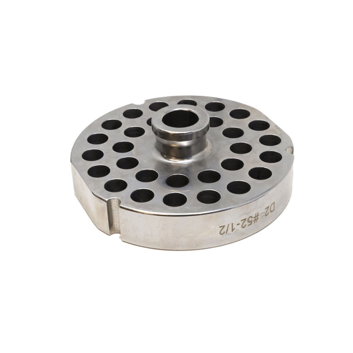 #52 Stainless Steel Machine Plate with Hub, Triple Notch, and Flat Sides - 5-1/8" Diameter, 1/2" Hole Size - 11177