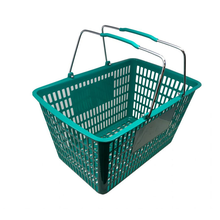 Nella 18.75" x 11.5" Green Plastic Grocery Shopping Basket - 13024