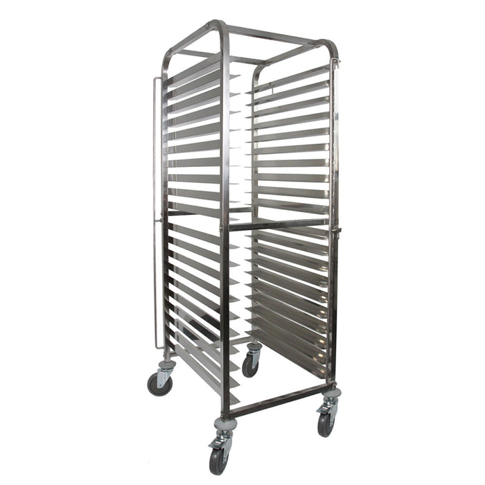 Nella 20-Tier Stainless Steel Bun / Pan Rack with Curve Top and Tray Stopper - JC-SSPR-20KD-218