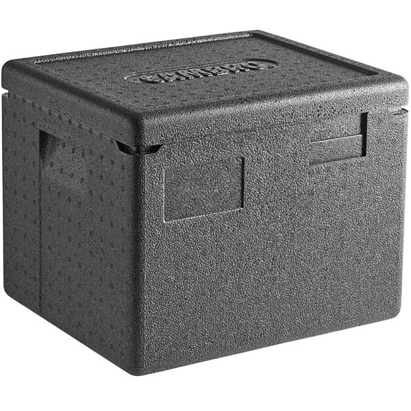 Cambro EPP280SW110 15" x 13" x 12" Cam GoBox Black Half Size Top Loading EPP Insulated Food Pan Carrier - 8" Deep Half-Size Pan Max Capacity
