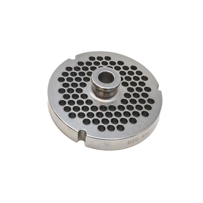 #32 Stainless Steel Machine Plate with Hub and Triple Notch - 3-15/16" Diameter, 1/4" Hole Size - 23563