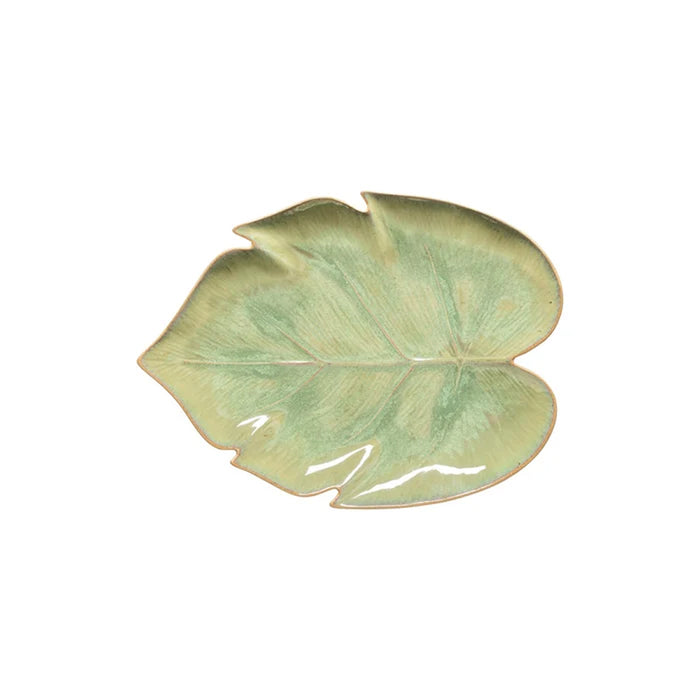 Costa Nova 7.75" x 10.5" Marrakesh Eucalyptus Green Monstera Leaf Stoneware Plate - 2/Case - 2ELA271E-EUC