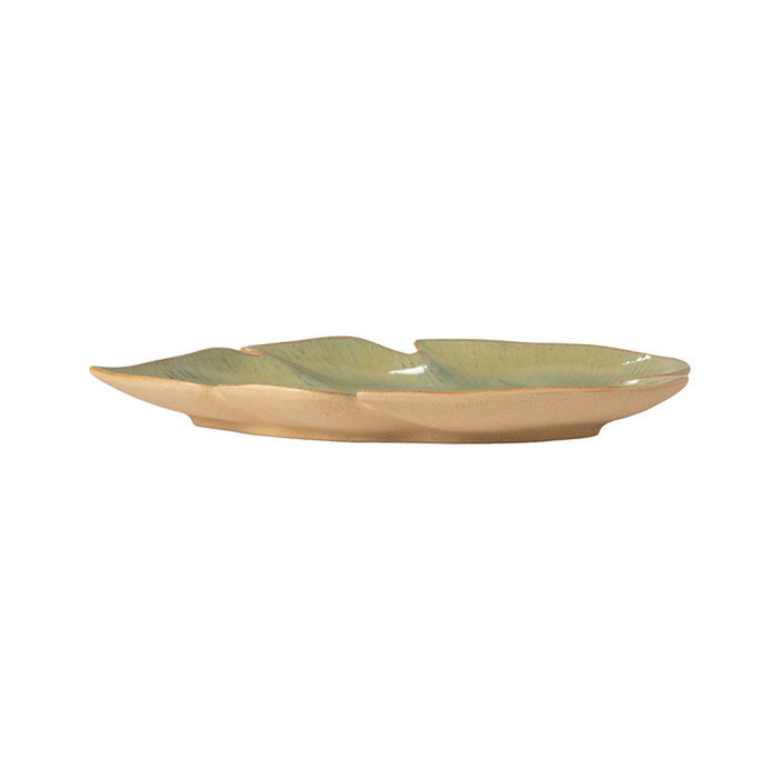Costa Nova 7.75" x 10.5" Marrakesh Eucalyptus Green Monstera Leaf Stoneware Plate - 2/Case - 2ELA271E-EUC