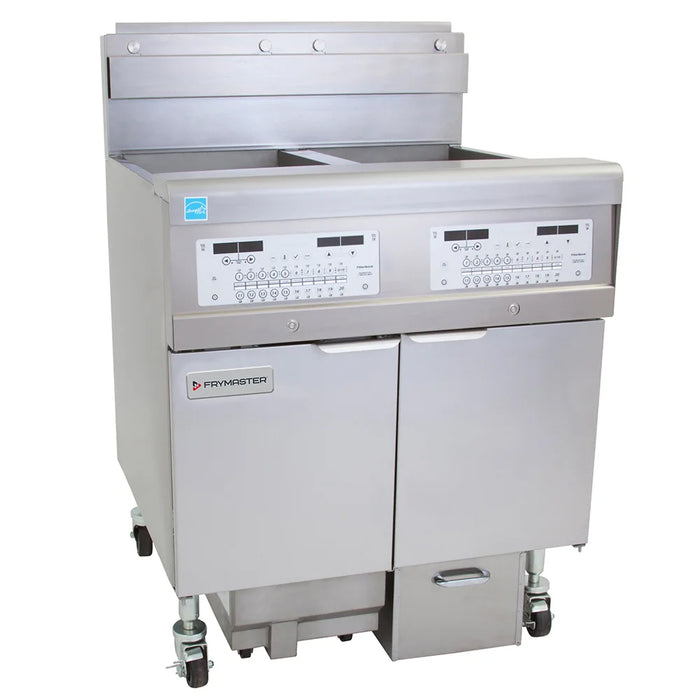 Frymaster 2FQG30U FilterQuick 30 Lbs. 2-Pot Natural Gas Fryer with Auto Filtration - 140,000 BTU