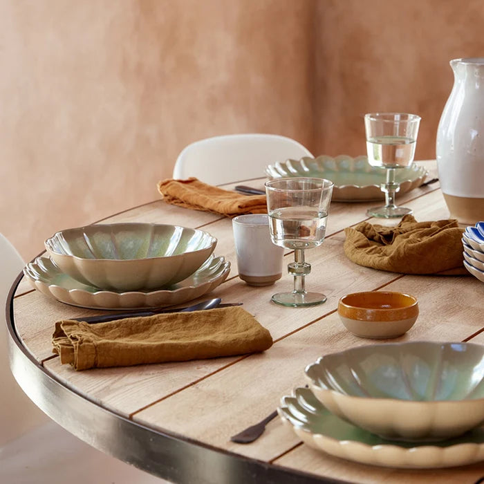 Costa Nova 37.5 Oz. Marrakesh Eucalyptus Green Round Stoneware Soup/Pasta Plate - 6/Case - 2IHP232-EUC