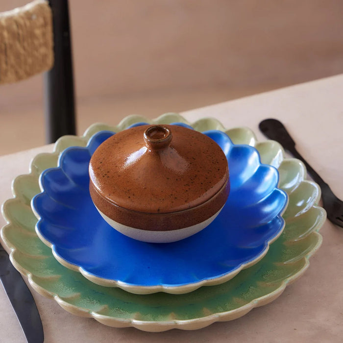 Costa Nova 8.66" Marrakesh Ciel Blue Round Stoneware Salad/Dessert Plate - 6/Case - 2KEP221E-CIE