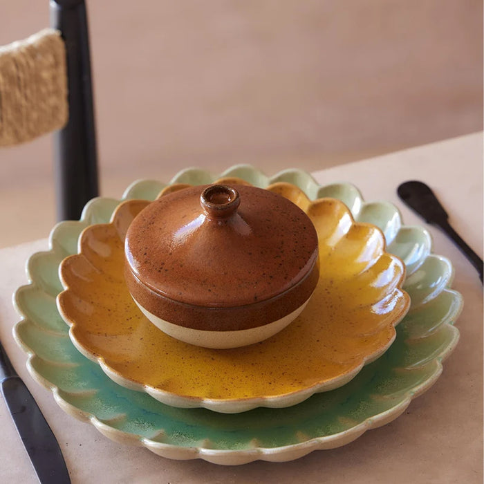Costa Nova 8.66" Marrakesh Cumin Yellow Round Stoneware Salad/Dessert Plate - 6/Case - 2KEP221E-CMN