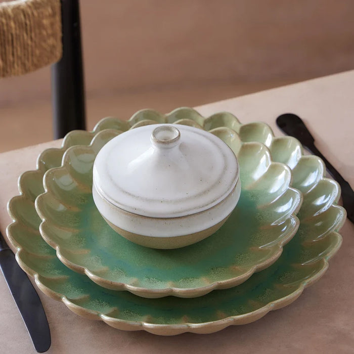 Costa Nova 8.66" Marrakesh Eucalyptus Green Round Stoneware Salad/Dessert Plate - 6/Case - 2KEP221E-EUC
