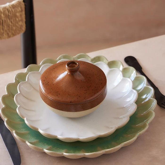 Costa Nova 8.66" Marrakesh Sable White Round Stoneware Salad/Dessert Plate - 6/Case - 2KEP221E-SBL