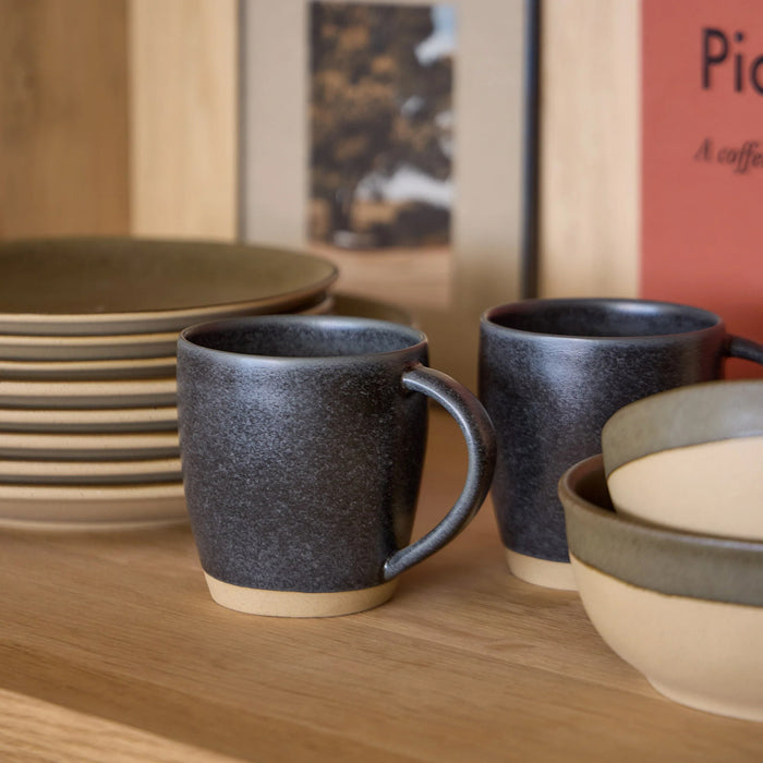 Costa Nova 15 Oz. Arenito Charcoal Grey Stoneware Mug - 6/Case - 2LNC132-CHR