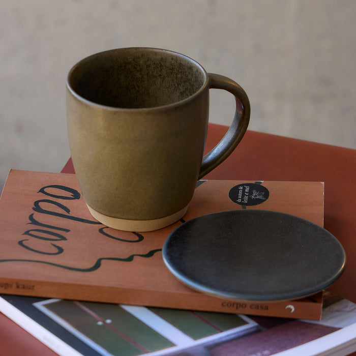 Costa Nova 15 Oz. Arenito Olive Green Stoneware Mug - 6/Case - 2LNC132-OLV