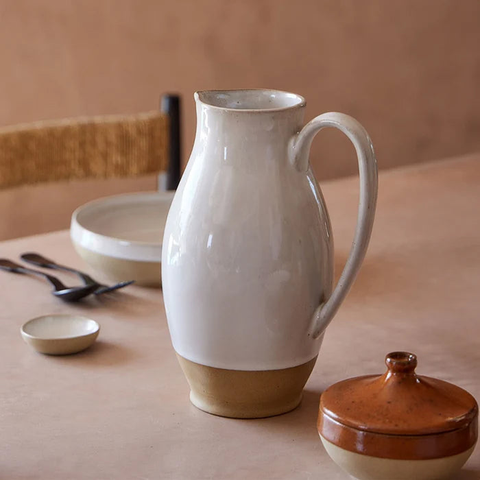 Costa Nova 78 Oz. Marrakesh Sable White Stoneware Pitcher - 2NAZ261-SBL