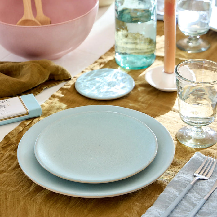 Costa Nova 8.6" Arenito Aqua Blue Round Stoneware Salad/Dessert Plate - 6/Case - 2RTP222-AQU