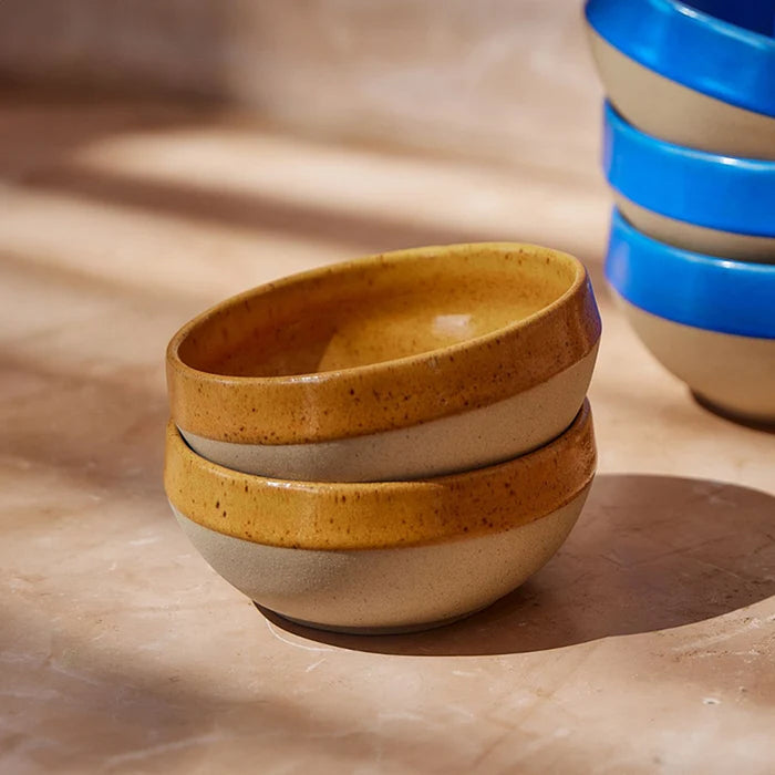 Costa Nova 4.4 Oz. Marrakesh Cumin Yellow Round Stoneware Dip Bowl - 6/Case - 2VGN101-CMN