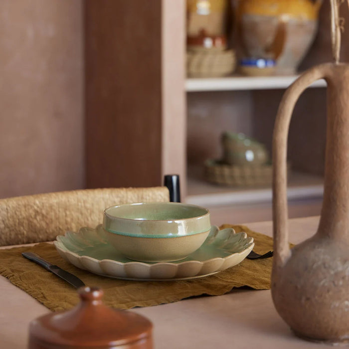 Costa Nova 20.25 Oz. Marrakesh Eucalyptus Green Round Stoneware Soup/Cereal Bowl - 6/Case - 2VGS151-EUC