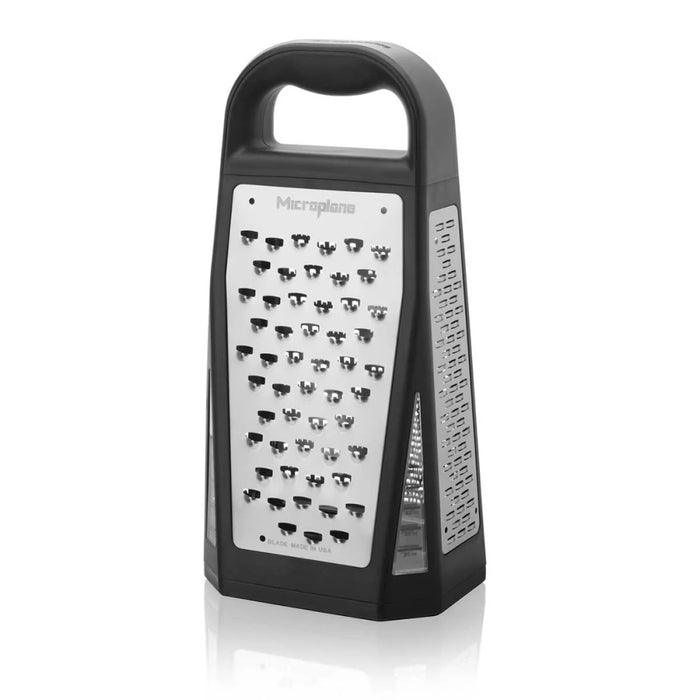 Microplane 34009 Elite Five Blade Box Grater with Measuring Cup - Black