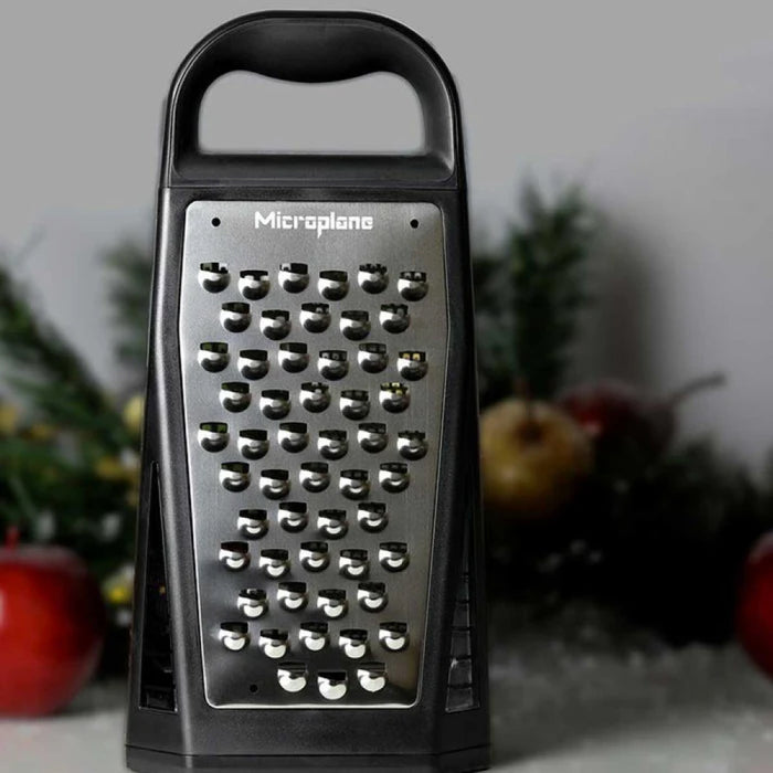 Microplane 34009 Elite Five Blade Box Grater with Measuring Cup - Black
