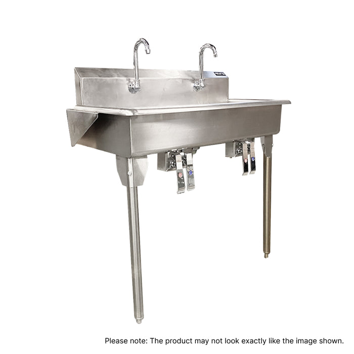 Nella 36" Two Station Trough Hand Sink with Knee Pedals and Spouts