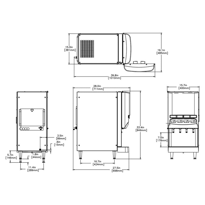 Bunn JDF-4S Lit Door Silver Series 4-Flavor Cold Bev System & Portion Control Dispenser - 37300.6023