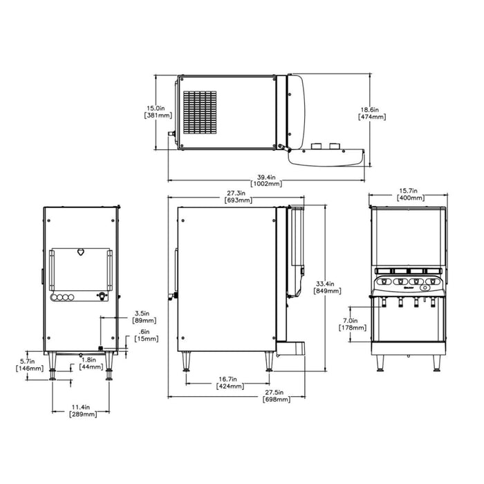 Bunn JDF-4S Silver Series 4-Flavor Cold Beverage System Dispenser - 37300.6002