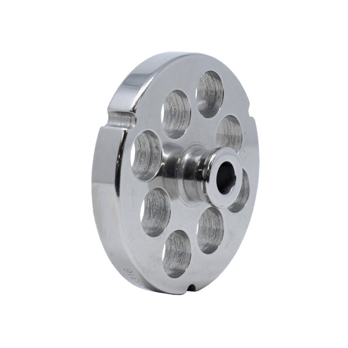 #32 Stainless Steel Machine Plate with Hub and Triple Notch - 3-15/16" Diameter, 13/16" Hole Size - 37561