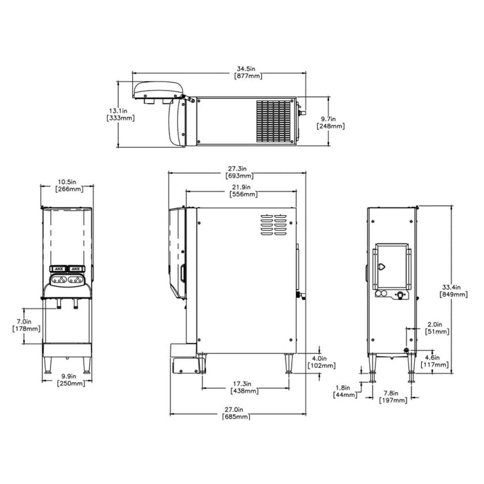 Bunn JDF-2S Silver Series Lit Door PC Dispenser - 37900.6016