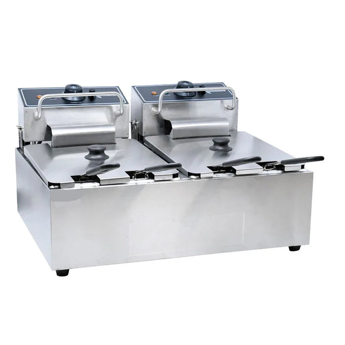Nella 24 Lbs. Double Electric Countertop Deep Fryer with 4 baskets - 220V / 1Ph