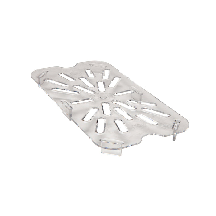 Cambro Camwear Clear Drain Shelf for 1/4 Size Steam Table Pans - 40CWD135