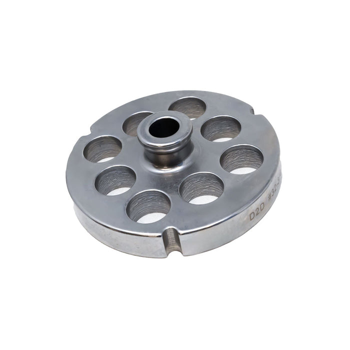 #32 Stainless Steel Machine Plate with Hub and Triple Notch - 3-15/16" Diameter, 3/4" Hole Size - 43824