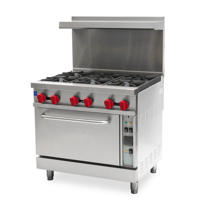 Nella 36" Natural Gas 6-Burner Commercial Range with Convection Oven