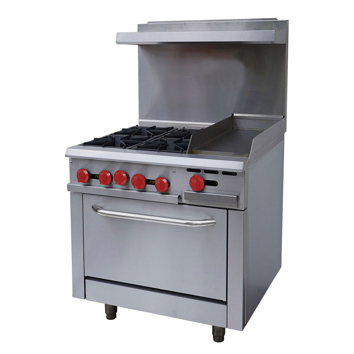 Nella 36" Natural Gas 4-Burner Commercial Range with 12" Griddle and Oven - 46025