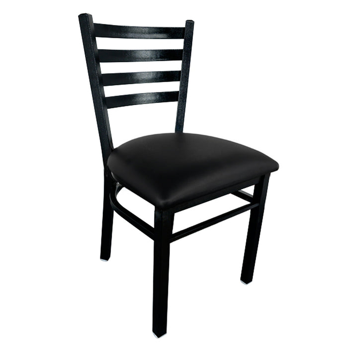 Nella Metal Ladder Back Chair with Black Vinyl Seat