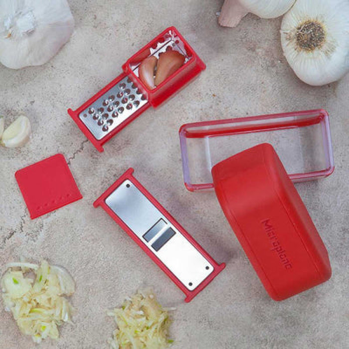 Microplane 48148 Red Garlic Slicer Mincer Set