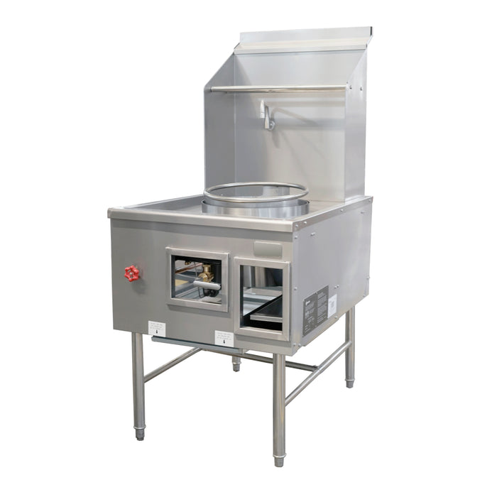 Nella 28" Natural Gas Single Chamber Wok Range with a 13" Ring, Backsplash, and Faucet - 95,000 BTU - 48411