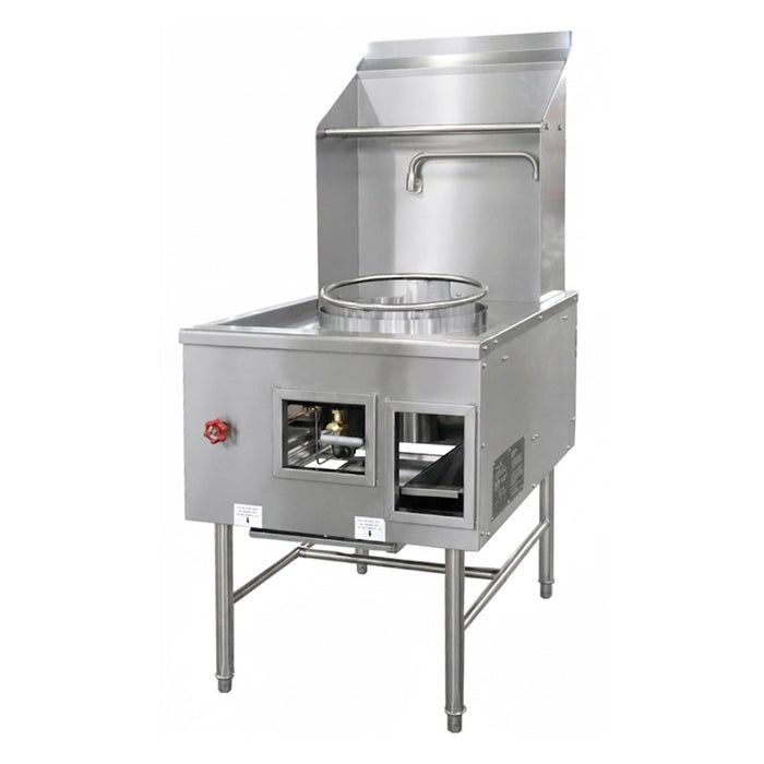 Nella 28" Natural Gas Single Chamber Wok Range with a 16" Ring, Backsplash, and Faucet - 125,000 BTU - 48412