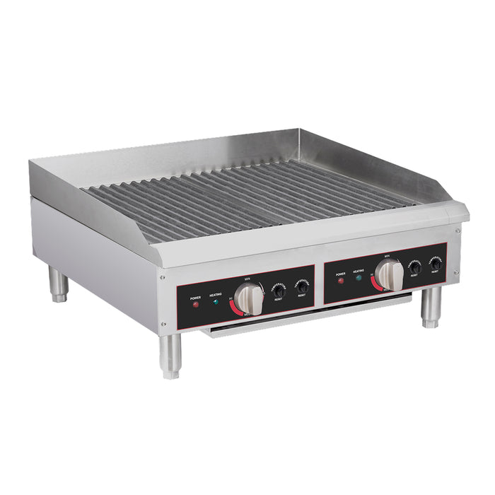 Nella 24″ Electric Charbroiler with Grill and Griddle Plates - 240V / 1 pH / 3.6 kW - 48617
