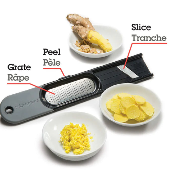 Microplane 48910 3-in-1 Ginger Tool with Rubber Foot