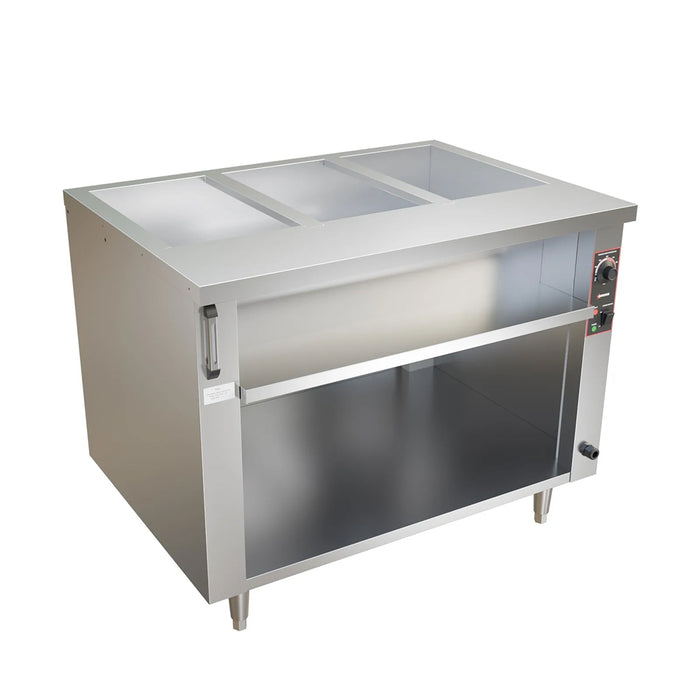Nella 44" Electric Open Well Steam Table with 3-Pan Tray and Undershelf - 240V