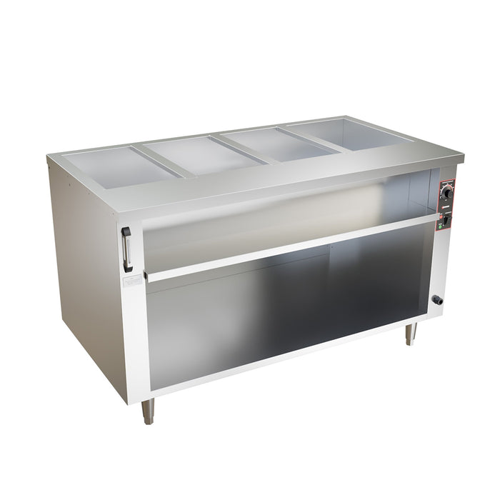 Nella 58" Electric Open Well Steam Table with 4-Pan Tray and Undershelf - 240V