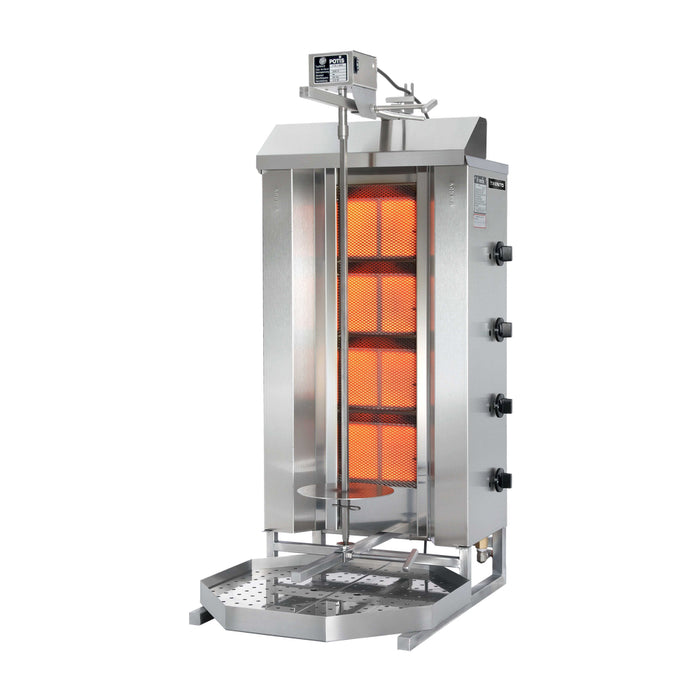Trento MU-GD4 154 Lbs. 4-Burner Natural Gas Convertible Vertical Doner Kebab Machine - 38,000 BTU