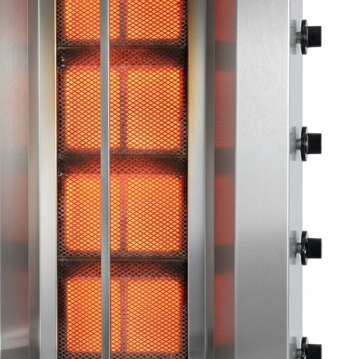 Trento MU-GD4 154 Lbs. 4-Burner Natural Gas Convertible Vertical Doner Kebab Machine - 38,000 BTU