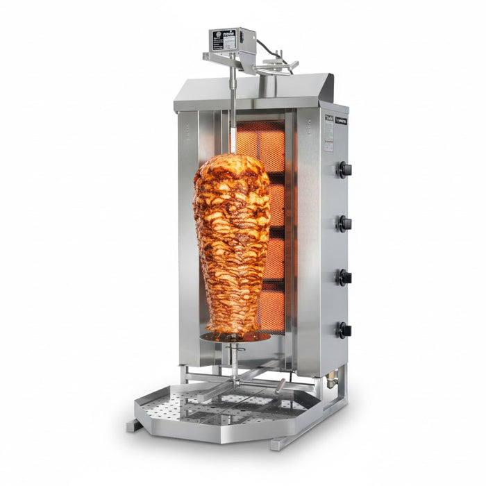 Trento MU-GD4 154 Lbs. 4-Burner Natural Gas Convertible Vertical Doner Kebab Machine - 38,000 BTU