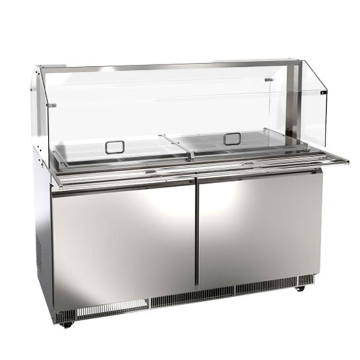 Nella 60" Refrigerated Salad Bar / Cold Food Table with Sneeze Guard, Tray Slide and Pan Covers