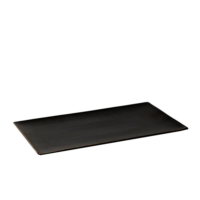 Nella 13.75" x 8" Black Rectangular Porcelain Azia Plate - 6/Case - 50414BK