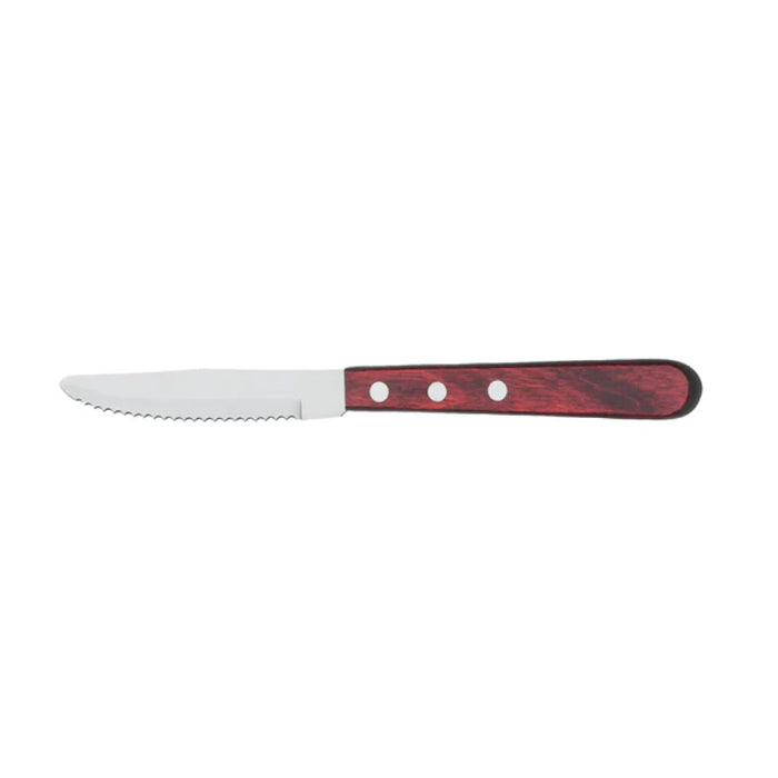 Browne 574338 9" Rounded Tip Steak Knife with Pakka Wood Handle