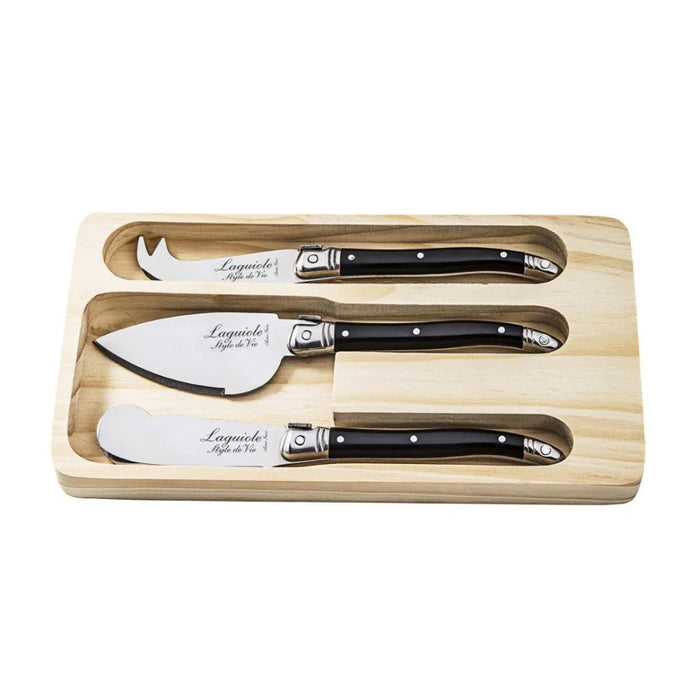 Laguiole By Andre Verdier  3-Piece Laguiole Premium Collection Black Cheese Knives