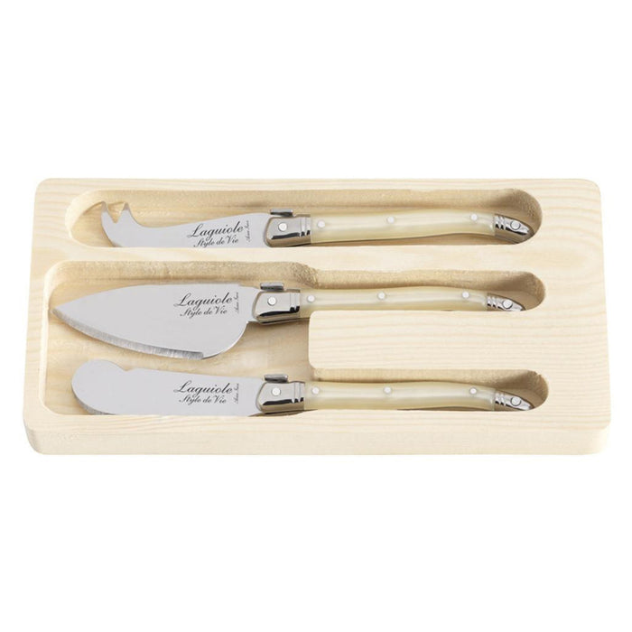 Laguiole By Andre Verdier  3-Piece Laguiole Premium Collection Pearl Cheese Knives